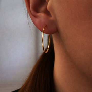 Žluté zlato drátové kruhy náušnice 3cm